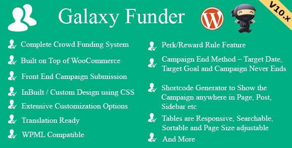 Galaxy Funder - WooCommerce Crowdfunding System