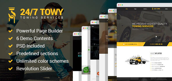 Towy - Emergency Auto Towing and Roadside Assistance Service WordPress theme