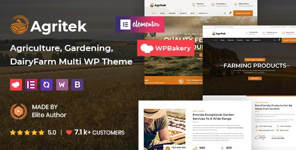Agritek  – Agriculture, Dairyfarm and Gardening WordPress Theme