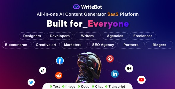 writebot.jpg WriteBot AI Content Generator SaaS Platform - Image 1
